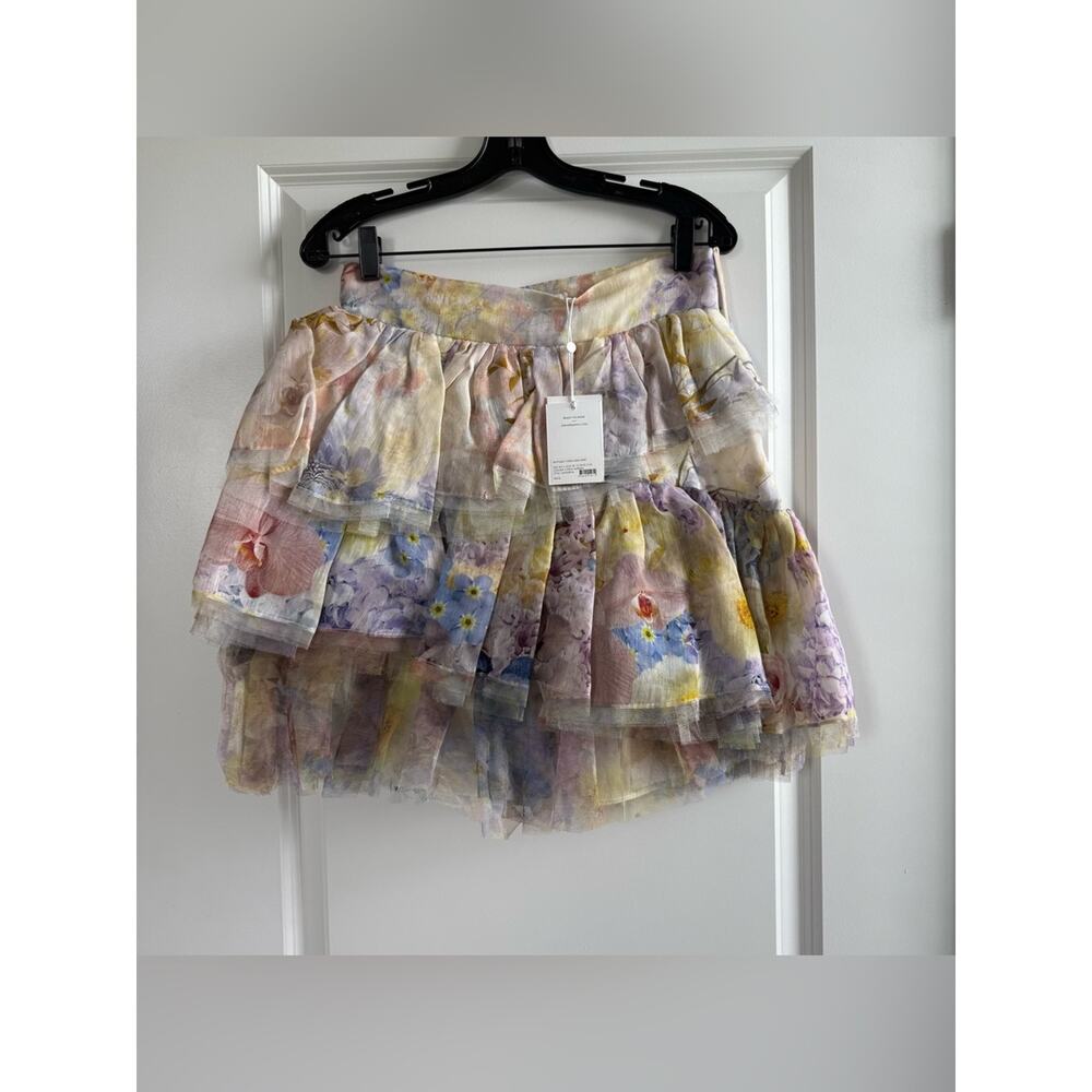Zimmermann Rhythmic Tulle Floral Tiered Mini Skirt - Picture 5 of 7